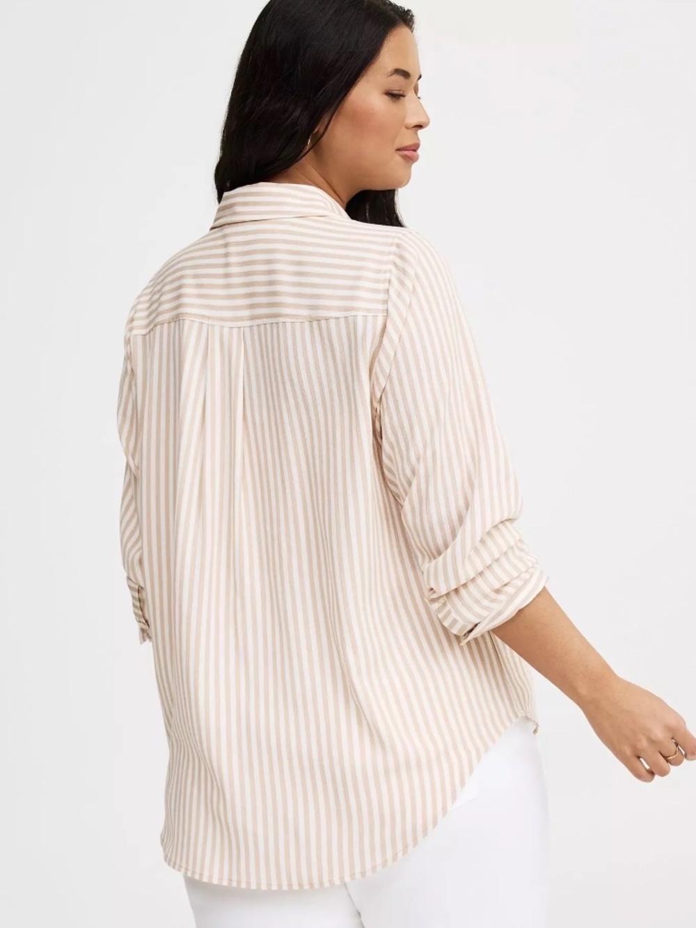 Torrid | Lizzie Button-Up Shirt | Color: Rocker Stripe Cement | Size: 0 12 Large - Picture 2 of 8